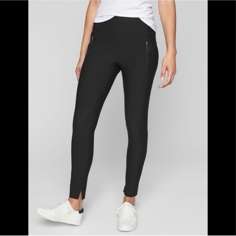 Athleta Stellar Tight Leggings Black High Rise Zip Pockets XS